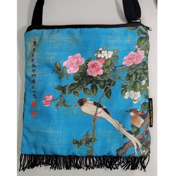 Boho Hippie Crossbody Purse Fringe Bottom Cottage Core 11x12 inch Whimsical Bag - Picture 2 of 8